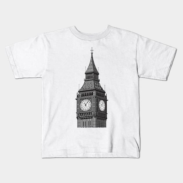 Big Ben Clock Tower Kids T-Shirt by Dual Rogue